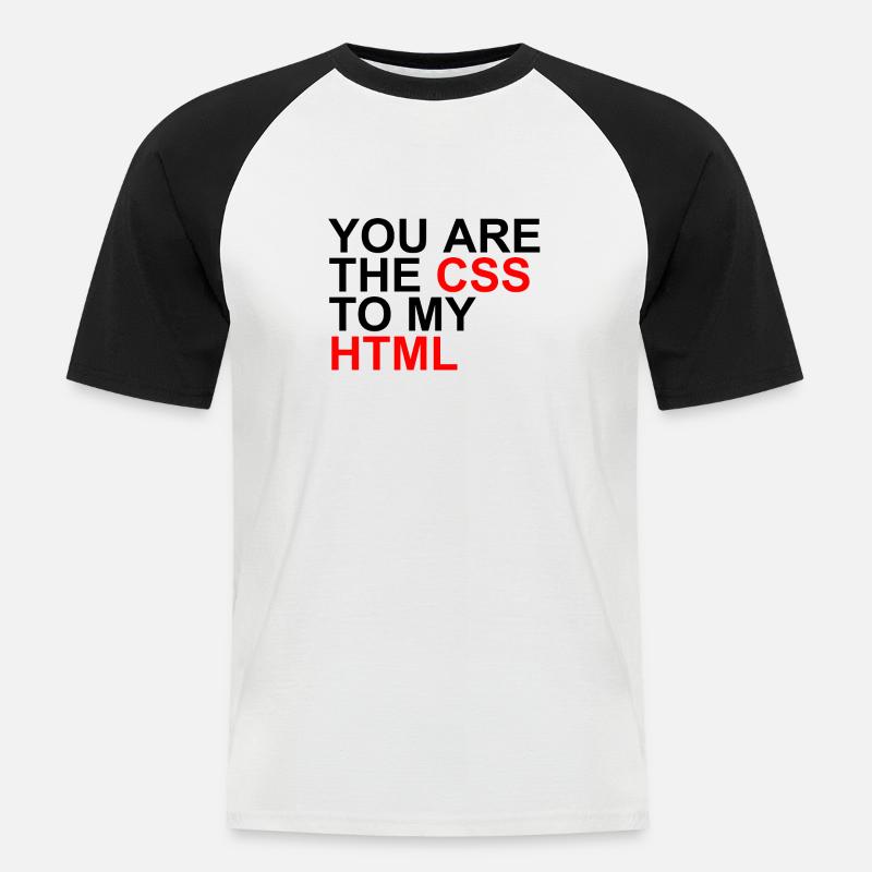 css to my html - Männer Baseball-T-Shirt - Weiß/Schwarz