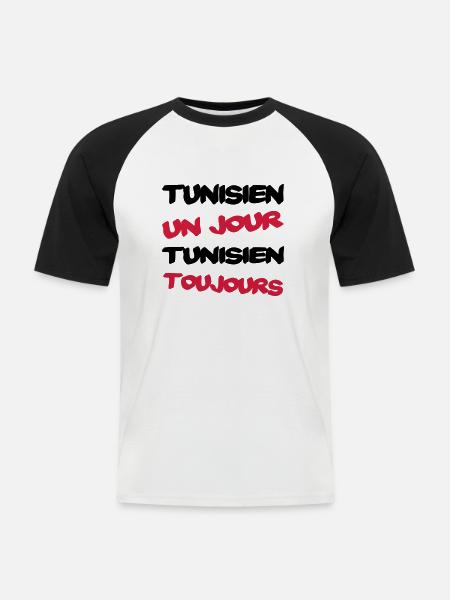 TUNISIEN un jour... - Men's Baseball T-Shirt - white/black