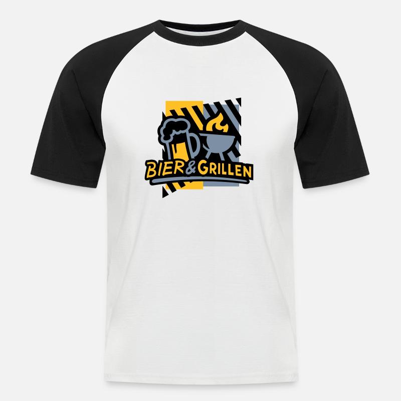 Bier & Grillen 02 - Männer Baseball-T-Shirt - Weiß/Schwarz