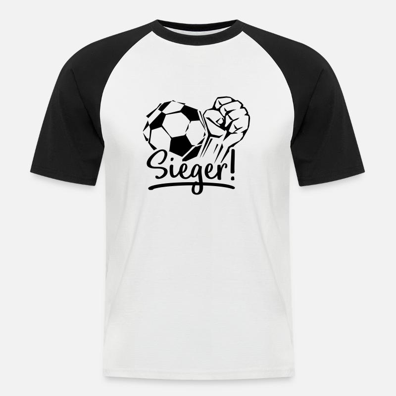 fussball faust sieger - Männer Baseball-T-Shirt - Weiß/Schwarz