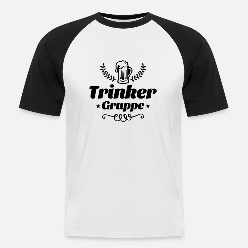 trinker gruppe bier - Männer Baseball-T-Shirt - Weiß/Schwarz