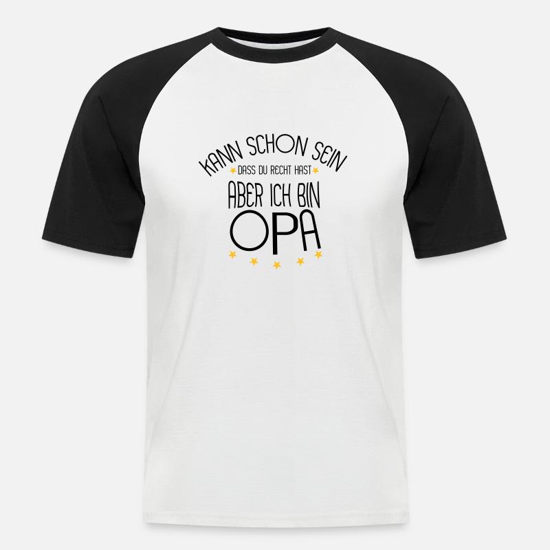 Opa - Männer Baseball-T-Shirt - Weiß/Schwarz