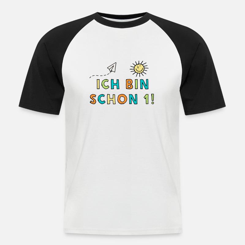 Ich bin schon eins - Männer Baseball-T-Shirt - Weiß/Schwarz
