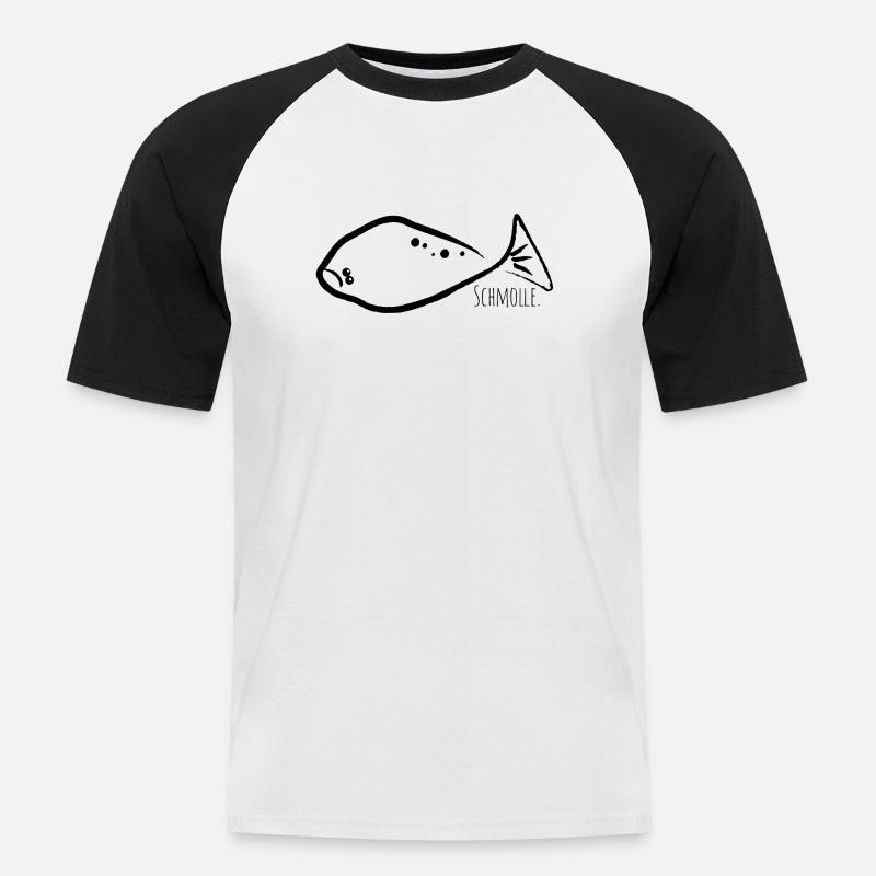 Schmolle schwarz - Männer Baseball-T-Shirt - Weiß/Schwarz