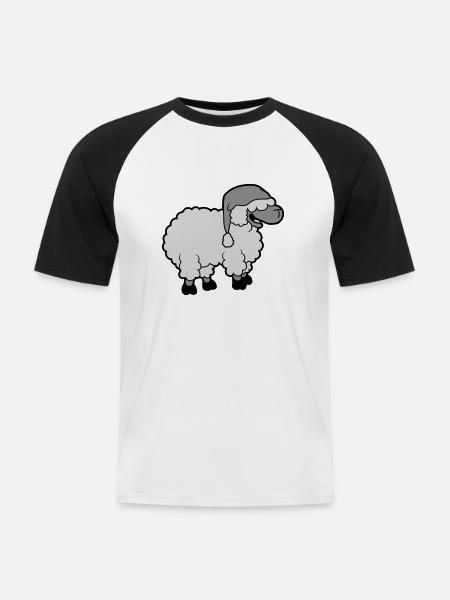 Funny laughing sheep - Men's Baseball T-Shirt - white/black