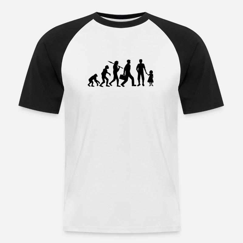 Papa Tochter Evolution Kind - Männer Baseball-T-Shirt - Weiß/Schwarz