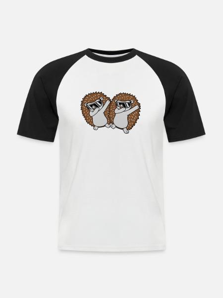 2 dabbing hedgehog friends - Men's Baseball T-Shirt - white/black
