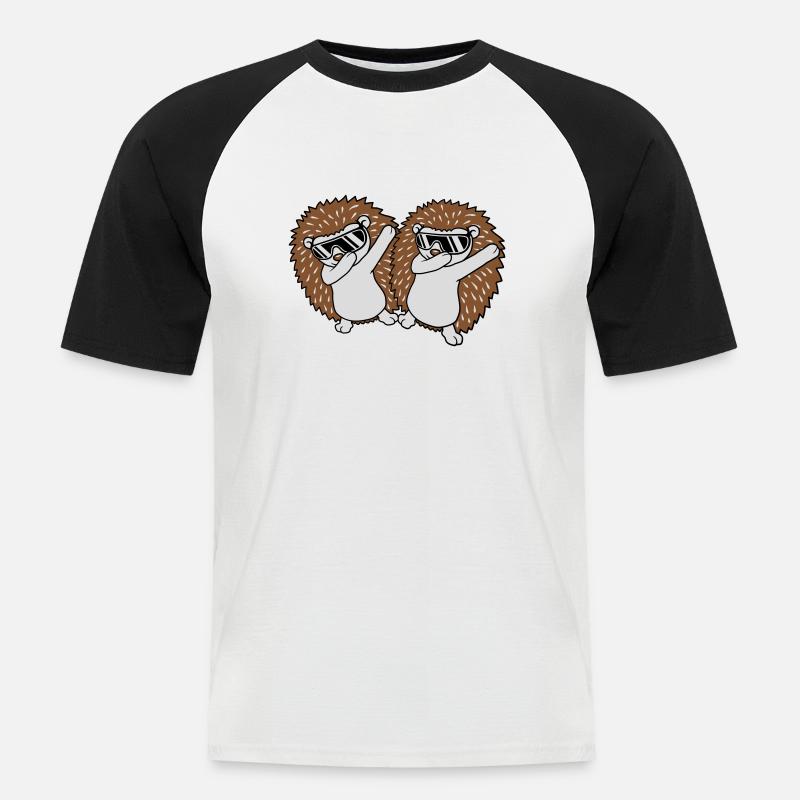 2 dabbing Igel Freunde - Männer Baseball-T-Shirt - Weiß/Schwarz