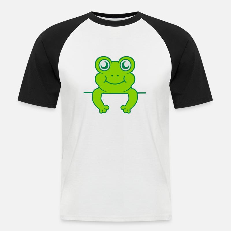 Schild Mauer Frosch Comic - Männer Baseball-T-Shirt - Weiß/Schwarz