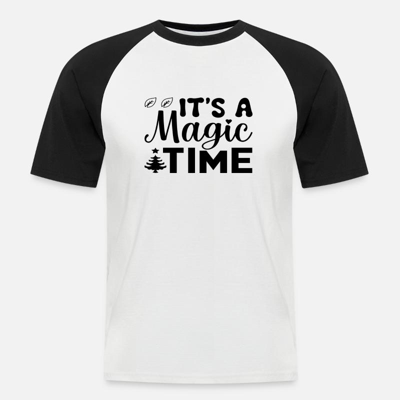 It´s a Magic Time - Männer Baseball-T-Shirt - Weiß/Schwarz