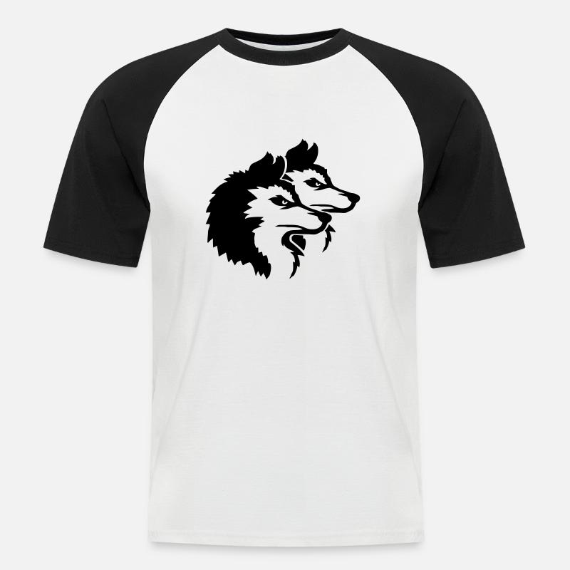 Alpha Wolf Pack Logo - Männer Baseball-T-Shirt - Weiß/Schwarz