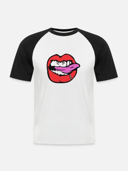 nipple piercing - Men's Baseball T-Shirt - white/black