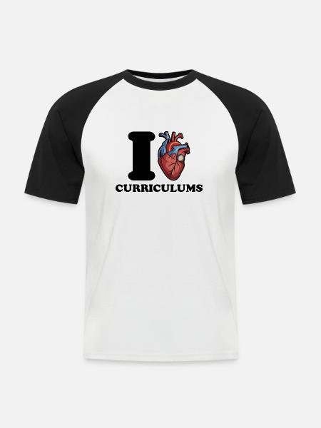 Ich liebe Lehrpläne - Männer Baseball-T-Shirt - Weiß/Schwarz