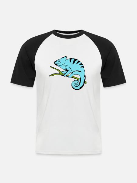 funny cameleon 02 copy - Men's Baseball T-Shirt - white/black