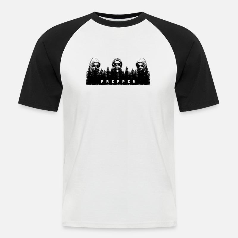 Prepper Code - Männer Baseball-T-Shirt - Weiß/Schwarz