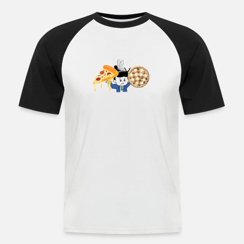 Team Pizza oder Team Chèvre-Miel? - Männer Baseball-T-Shirt - Weiß/Schwarz