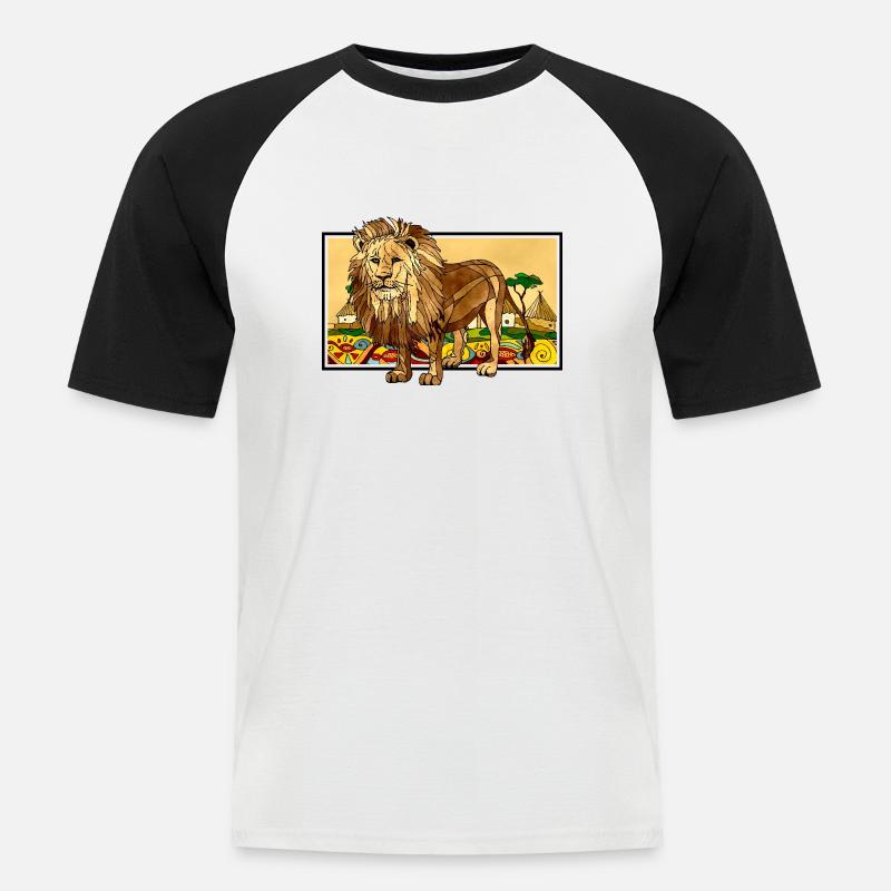 Löwe - Männer Baseball-T-Shirt - Weiß/Schwarz