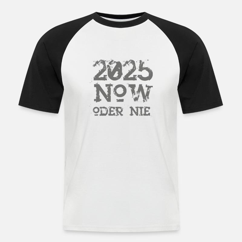NOW oder nie 2025 - Männer Baseball-T-Shirt - Weiß/Schwarz