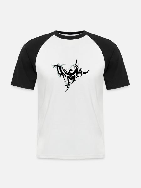 Tribal 2 - Männer Baseball-T-Shirt - Weiß/Schwarz