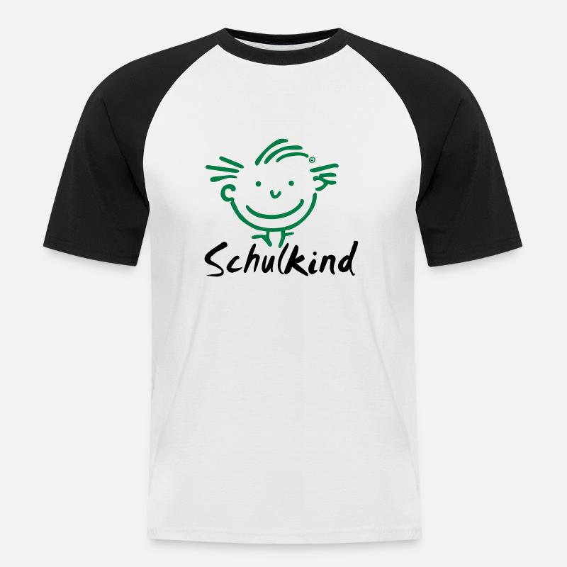 Junge Schulkind - Männer Baseball-T-Shirt - Weiß/Schwarz