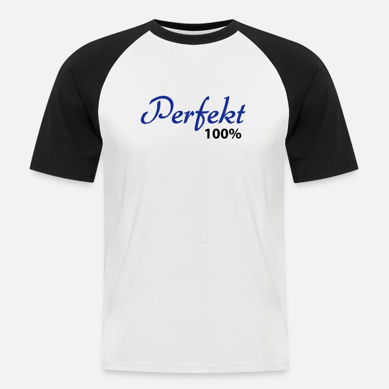 Perfekt 100% - Männer Baseball-T-Shirt - Weiß/Schwarz