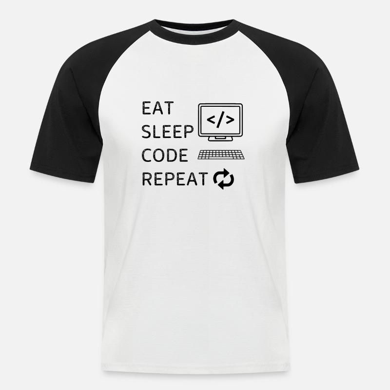 Sleep Code Repeat - Men's Baseball T-Shirt - white/black