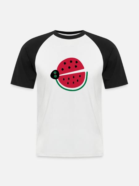 watermelon ladybug - Men's Baseball T-Shirt - white/black