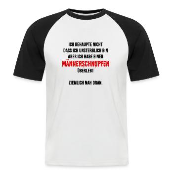 Unsterblich Männerschnupfen überlebt Geschenk - Männer Baseball-T-Shirt - Weiß/Schwarz - Vorne - Nik (191cm)