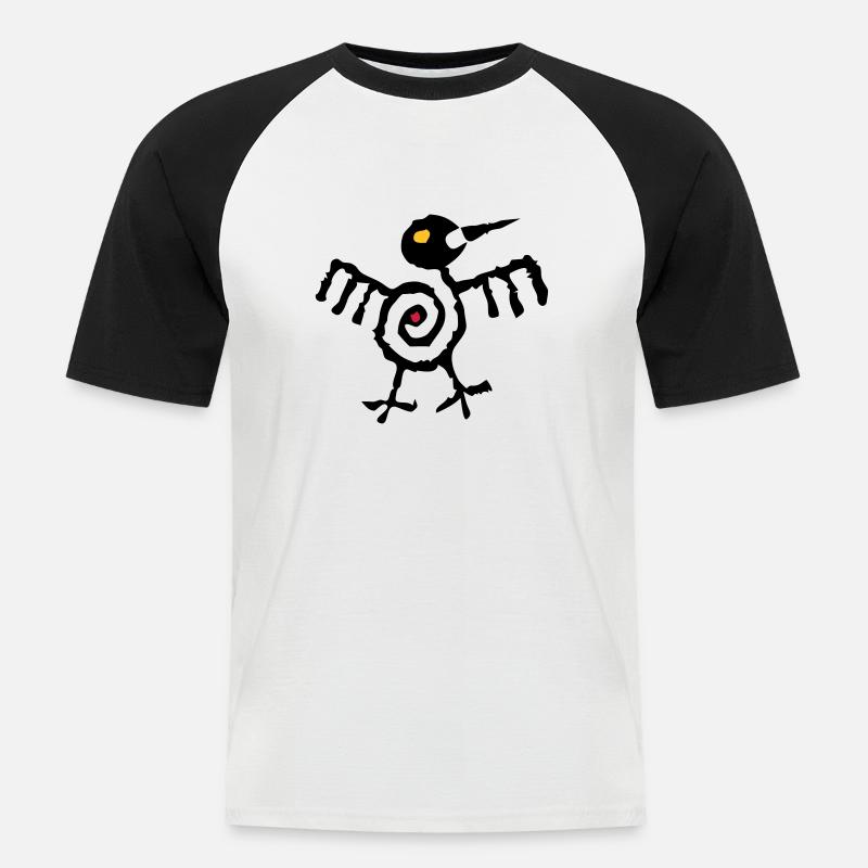 Fantasy Bird 01 - 2-farbig - Männer Baseball-T-Shirt - Weiß/Schwarz