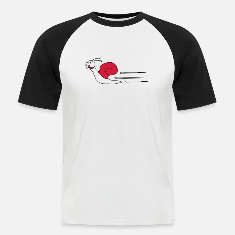 Fast Snail - Männer Baseball-T-Shirt - Weiß/Schwarz