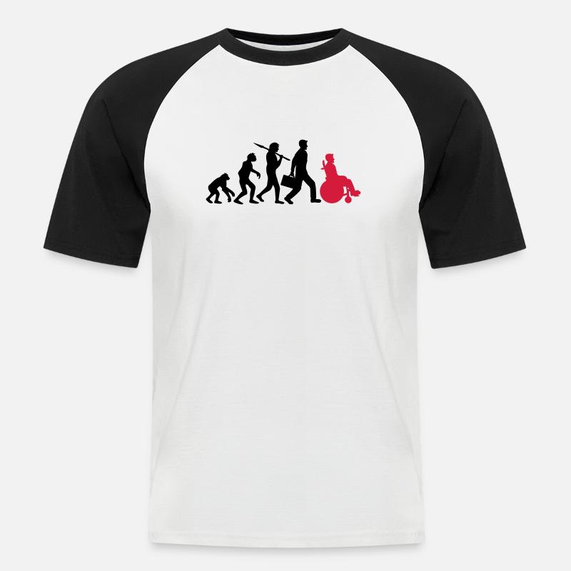 evolution wheelchair development silhouette hindrance - Men's Baseball T-Shirt - white/black
