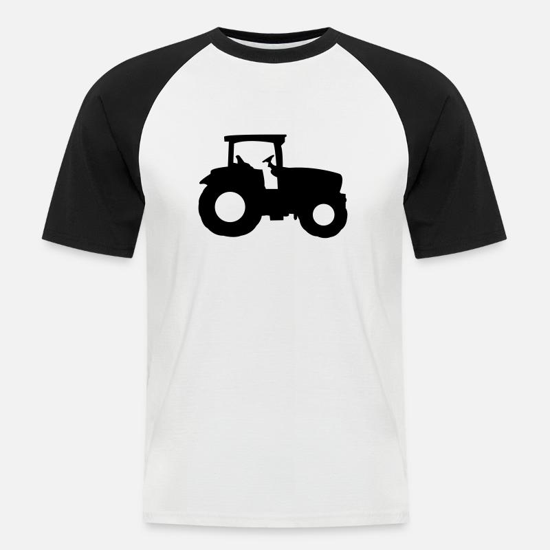 traktor1 - Männer Baseball-T-Shirt - Weiß/Schwarz