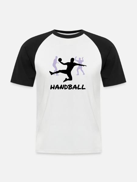 Handball - Männer Baseball-T-Shirt - Weiß/Schwarz