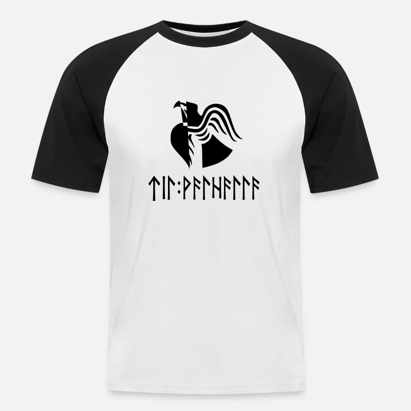Til Valhalla in Runen - Männer Baseball-T-Shirt - Weiß/Schwarz