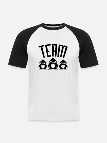 Logo Team Penguins - Men's Baseball T-Shirt - white/black
