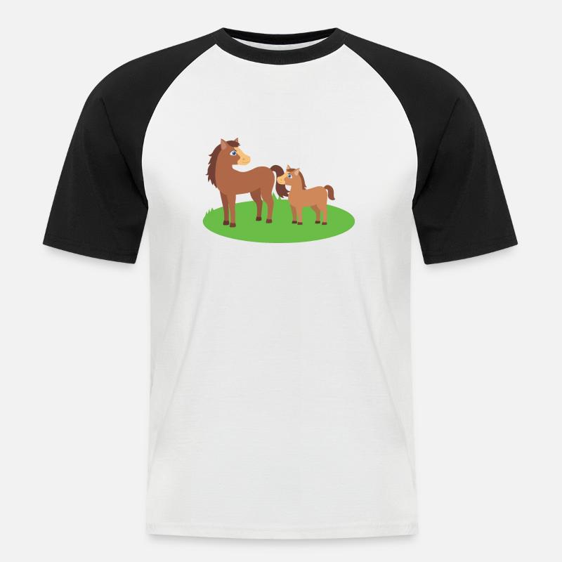 Pferd Mutter und Kind - Männer Baseball-T-Shirt - Weiß/Schwarz