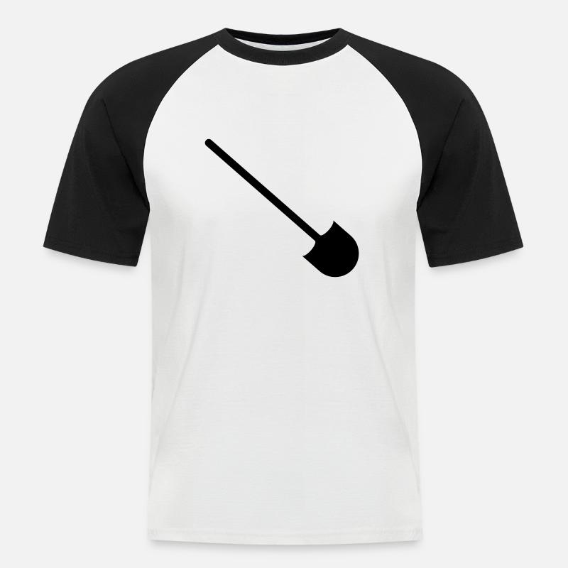 BAGGERARBEITEN - Männer Baseball-T-Shirt - Weiß/Schwarz