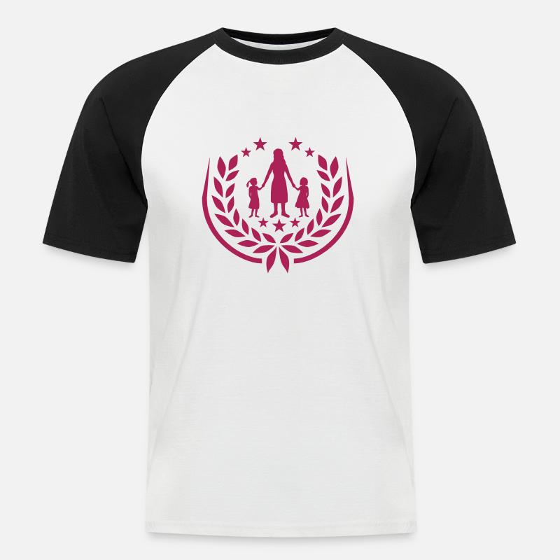 Logo 2 Töchter Mutter - Männer Baseball-T-Shirt - Weiß/Schwarz