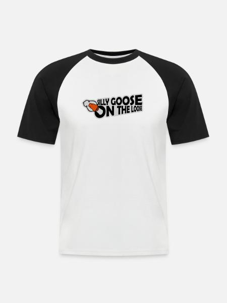 goose on the loose - Men's Baseball T-Shirt - white/black