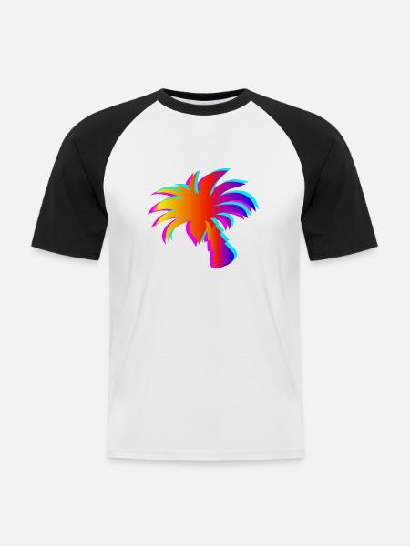 Electric Palms: Lebendige Partystimmung - Männer Baseball-T-Shirt - Weiß/Schwarz