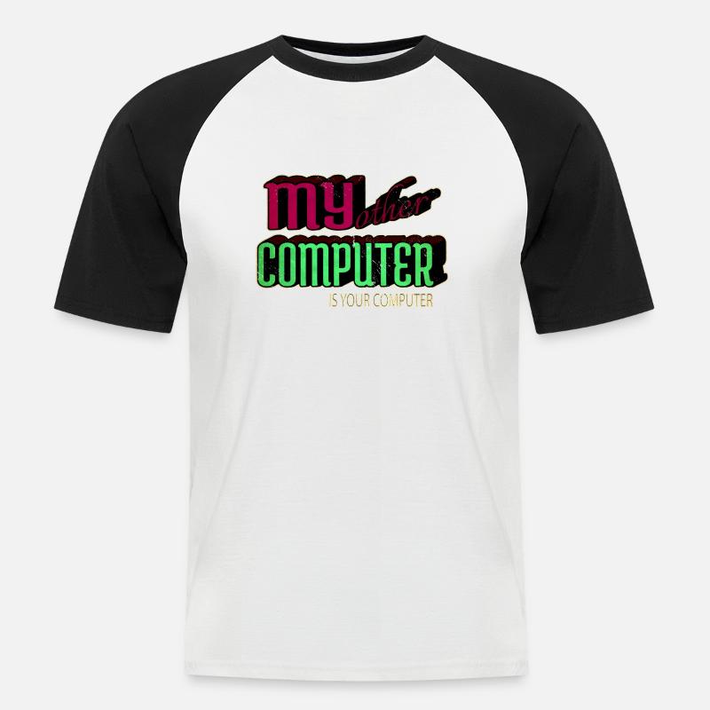 present hacking coding hacking computer - Männer Baseball-T-Shirt - Weiß/Schwarz