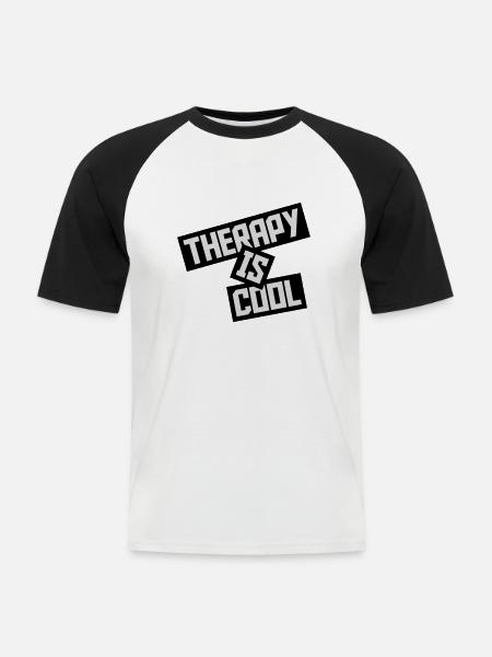 therapy is cool Quote - Men's Baseball T-Shirt - white/black