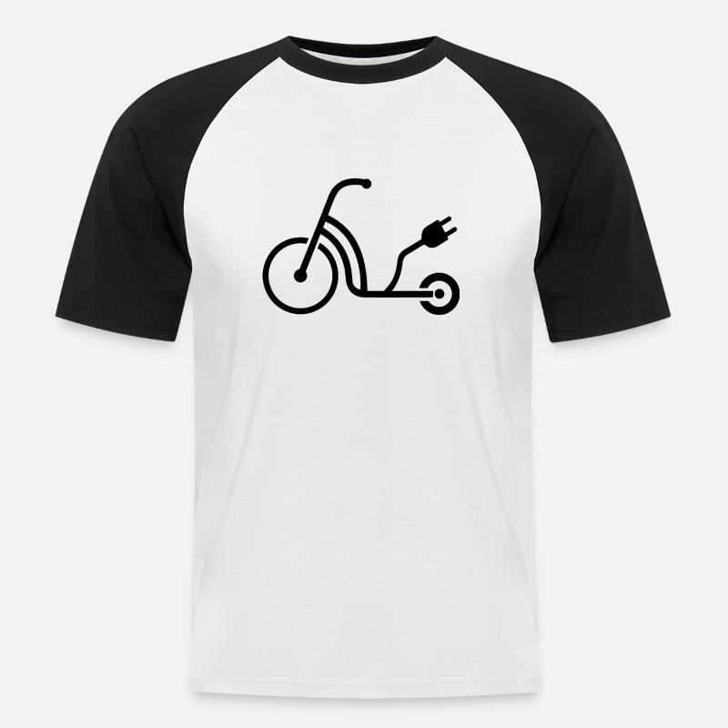 E-Scooter E-Roller Scooter - Männer Baseball-T-Shirt - Weiß/Schwarz