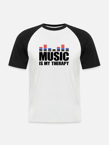 music is my therapy - Men's Baseball T-Shirt - white/black