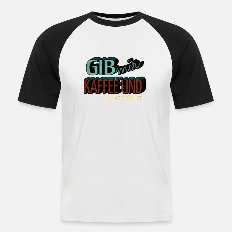 Funny Coffee Grounds Fun Cafetière Idée cadeau - T-shirt baseball manches courtes Homme - blanc/noir