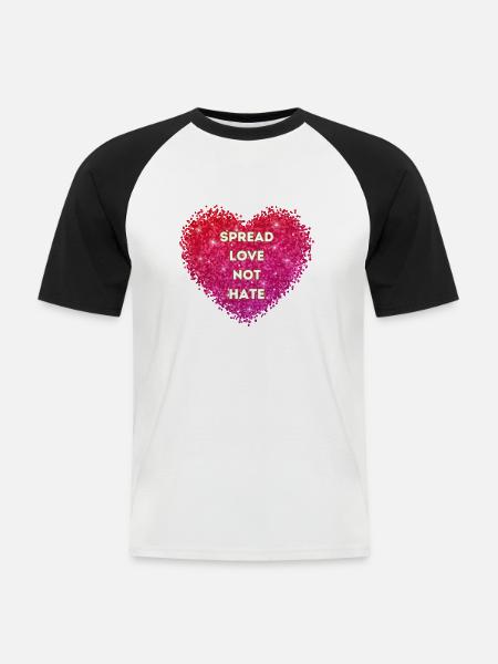 Love not Hate 3 - Männer Baseball-T-Shirt - Weiß/Schwarz