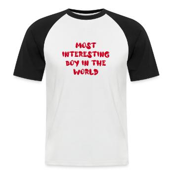 most interesting boy in the world - Männer Baseball-T-Shirt - Weiß/Schwarz - Vorne - Nik (191cm)