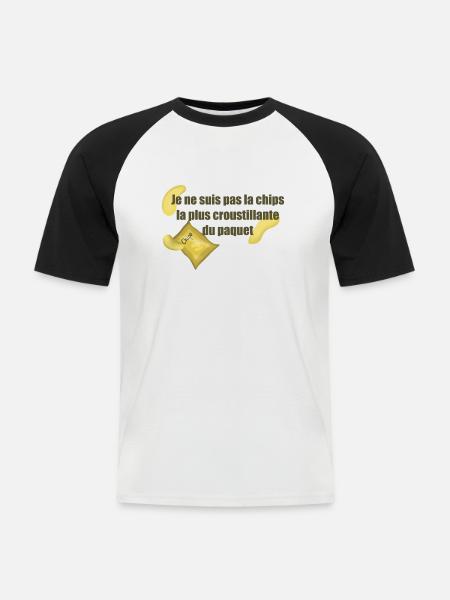 Chips - T-shirt baseball manches courtes Homme - blanc/noir