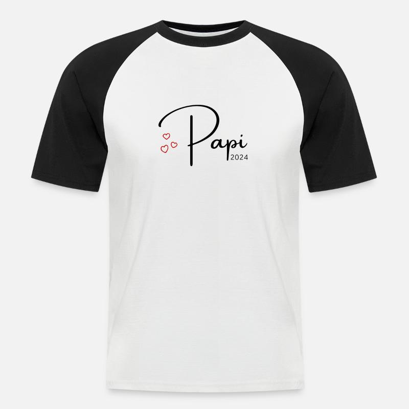 Papi 2024 - Männer Baseball-T-Shirt - Weiß/Schwarz