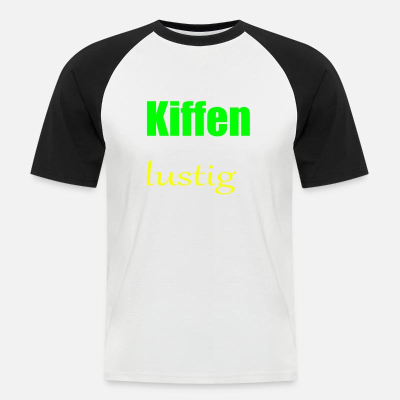 Fumer de l’herbe, c’est amusant - T-shirt baseball manches courtes Homme - blanc/noir